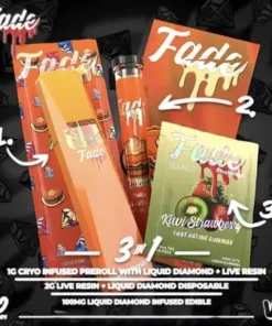 Fade DFADE - 3-IN-1 - 2G DISPOSABLE VAPE V.2 (LIQUID DIAMONDS X LIVE RESIN)+ 1G INFUSED PREROLL + 100MG GUMMYisposable​